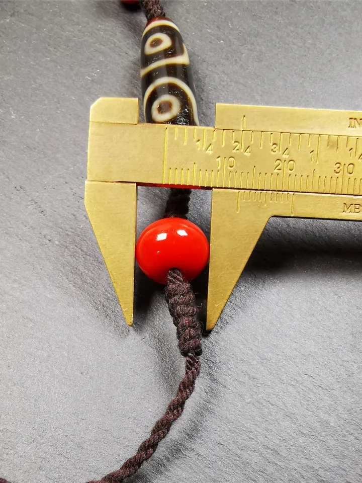 Gandhanra Antique Tibetan 3 Eyed Bead Necklace, 1.61" × 0.43",30 Years Old