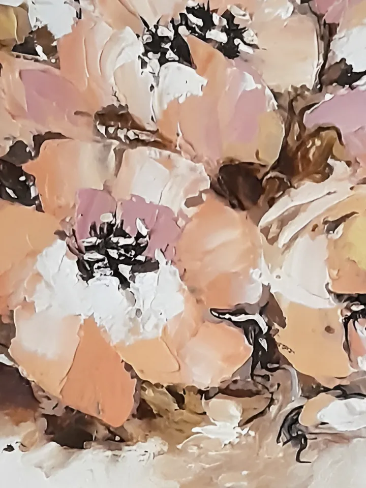 Original oil painting impasto flowers with palette knife
