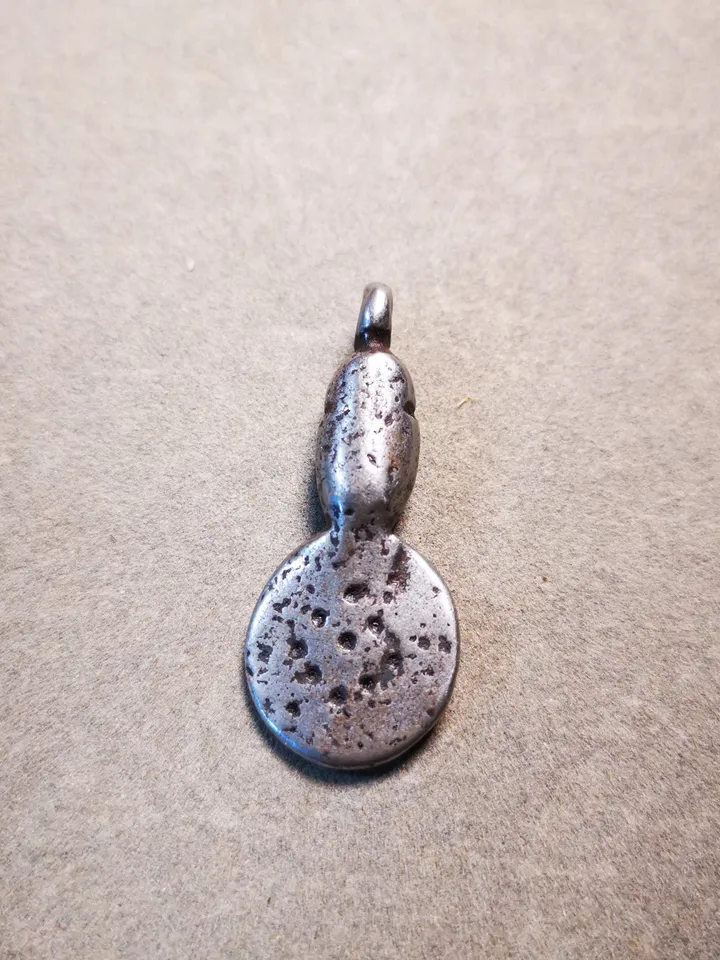 Gandhanra Handmade Buddhist Amulet,Skull Sītavana and Flame Pendant,Cold Iron inlaid Copper
