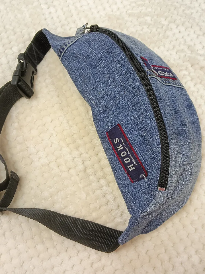 Handmade sling bag made of jeans, fanny pack, belt bag