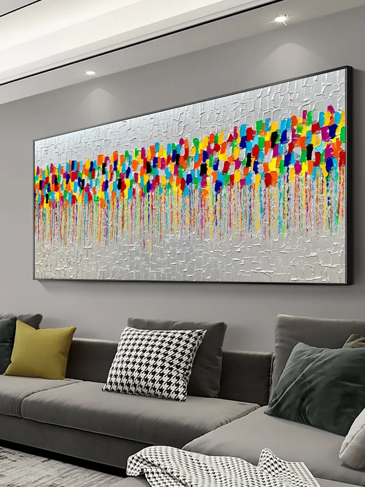 Original Oil Painting On Canvas, Abstract Colorful Textured Palette Art, Large Wall Art, Living room Wall Art, Home Decor, Boho Wall Decor