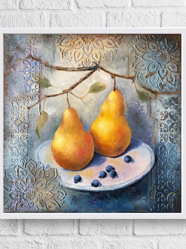 Fruits Original Painting Pears Oil Wall Art Still life Fruits Art