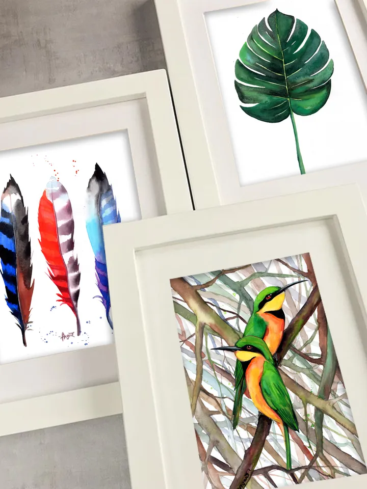 Bee-Eater Original watercolor, bird painting, wall decor, birds lover gift, 8x11 in handmade art by Anne Gorywine