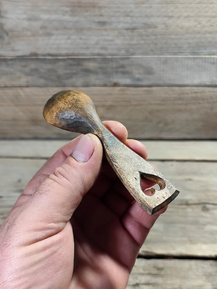 Handmade willow coffee scoop, 9th wedding anniversary gift, Rustic wooden coffee spoon