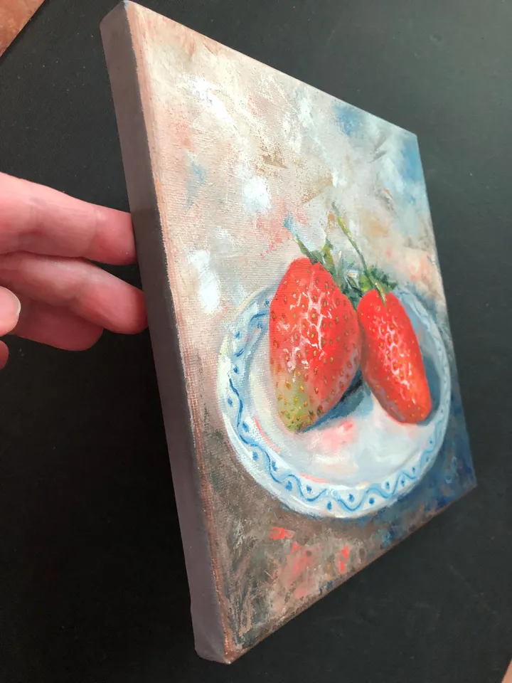 Fruits Oil Painting Strawberry Original Painting Kitchen Still life