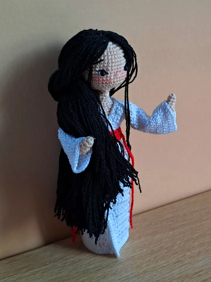 Asian crochet doll, japanese doll, handmade doll, japanese girl, unique doll