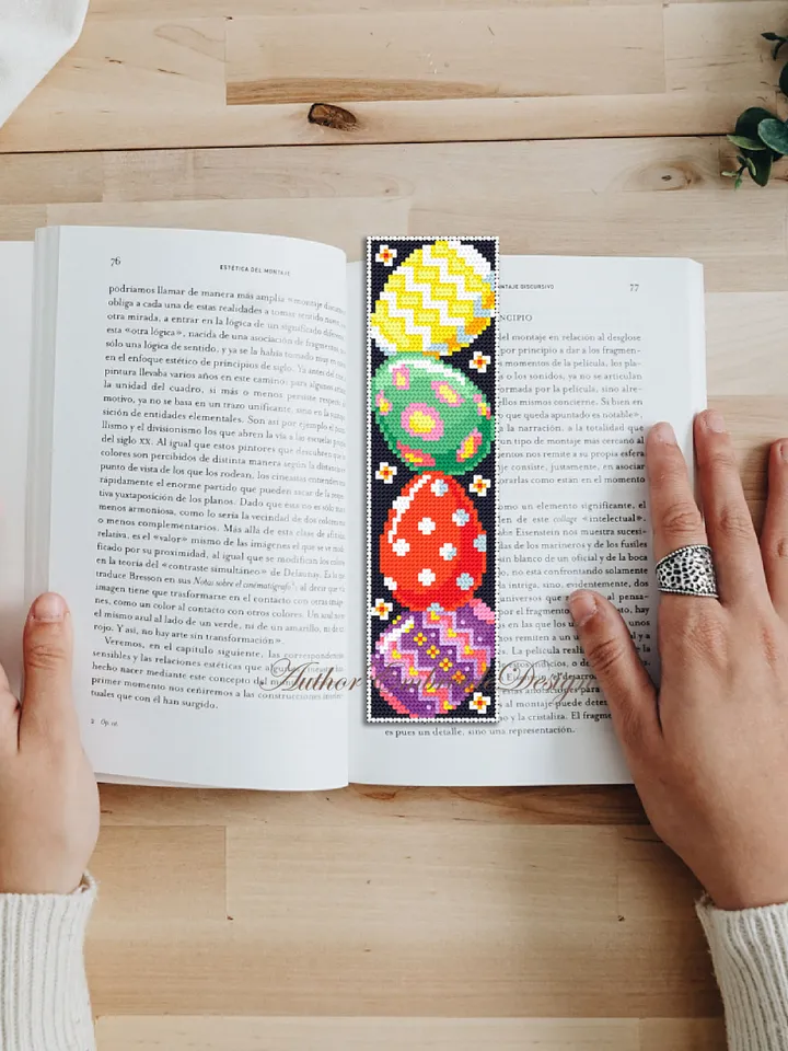 Easter bookmark cross stitch pattern PDF download Easter eggs cross stitch chart, Handmade Bookmark pattern digital PDF, Easter gift #B268