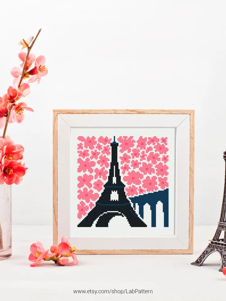 Bundle of 4 mini city Cross stitch patterns contemporary famous architecture Abstract beginner counted modern DIY embroidery instant PDF