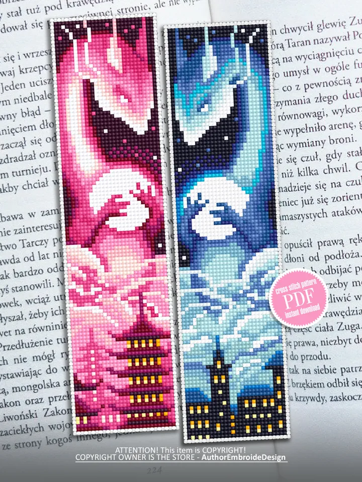 Dragon bookmark set cross stitch pattern download PDF Chinese cross stitch Fantasy dragon embroidery Moon cross stitch Digital bookmark #B50