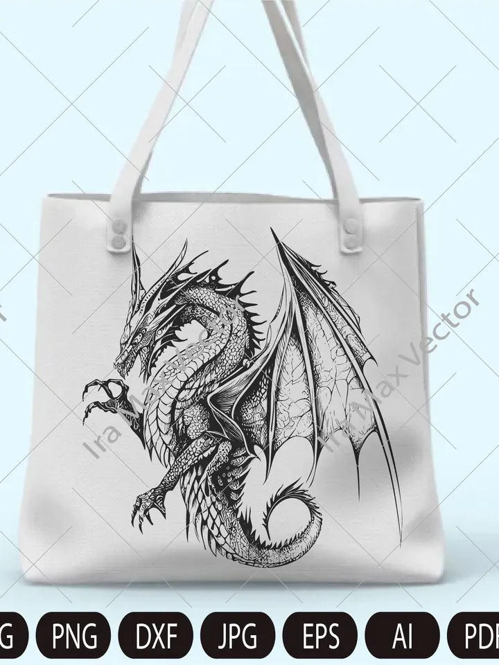 Dragon svg, Dragon detailed, Dragon flying, Dragon Vector, Chinese Dragon SVG, Fantasy Dragon SVG, Asian dragon Svg, Dragon Silhouette