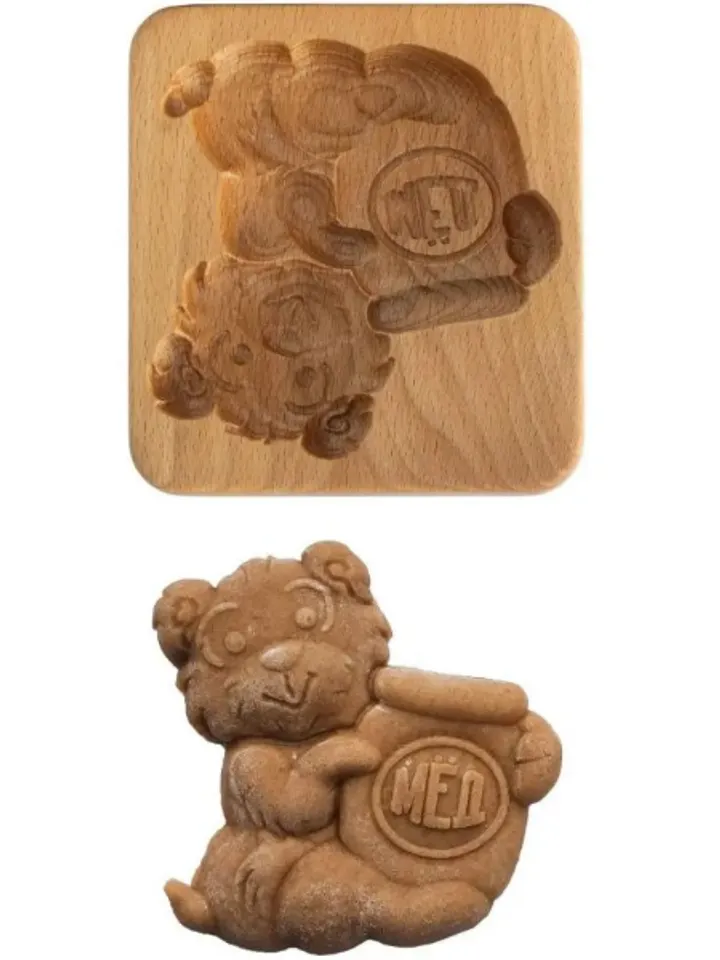 Bear Embossed cookie mold, cookie cutter, wooden mold, Wooden stamp stamp for gingerbread cookies springerle stamp