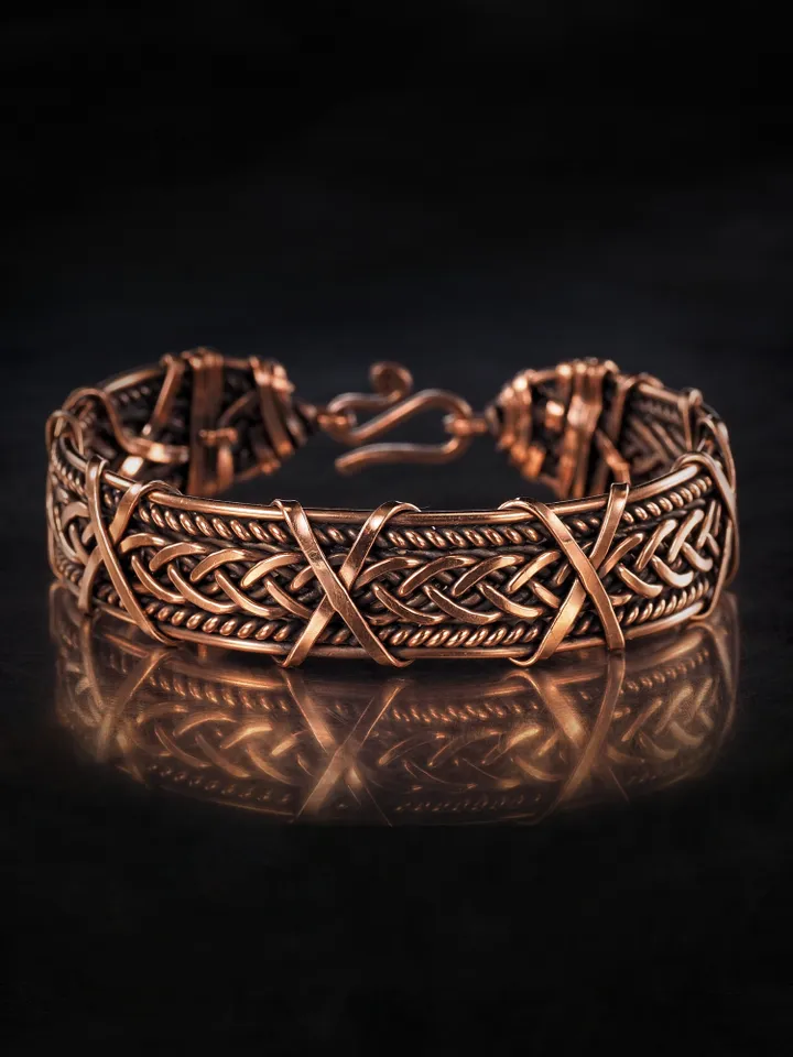 Woven copper wire bracelet Antique style handcrafted copper jewelry Unique gift