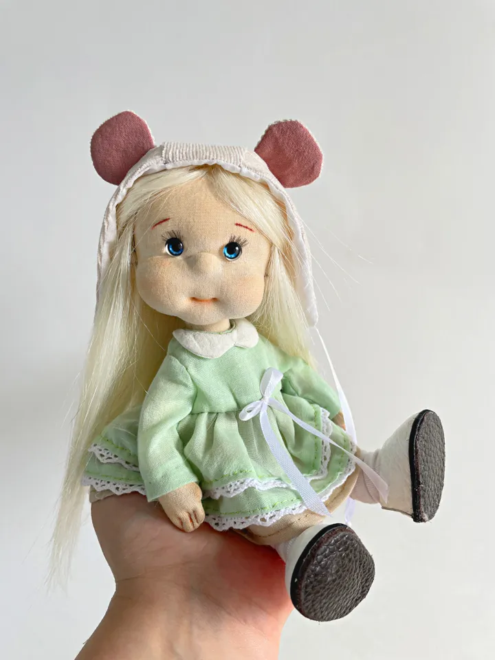 Handmade Textile Doll Waldorf Style Collectible Art Doll Heirloom Gift (20cm) Birthday Gift for Girl