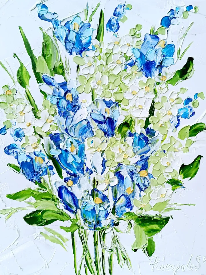 Bell Painting Lilac Original Art Impasto Oil Painting flower 10x8 painting Floral Painting by ArtProkopaloSv