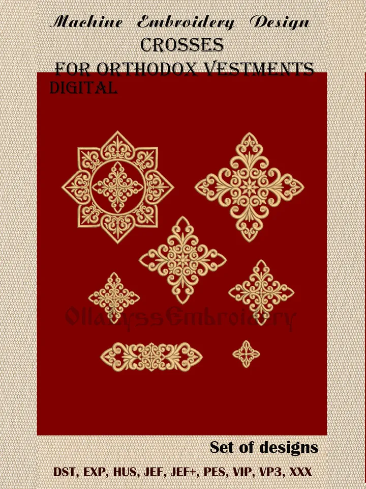 Crosses for Orthodox vestments set of embroidery designs