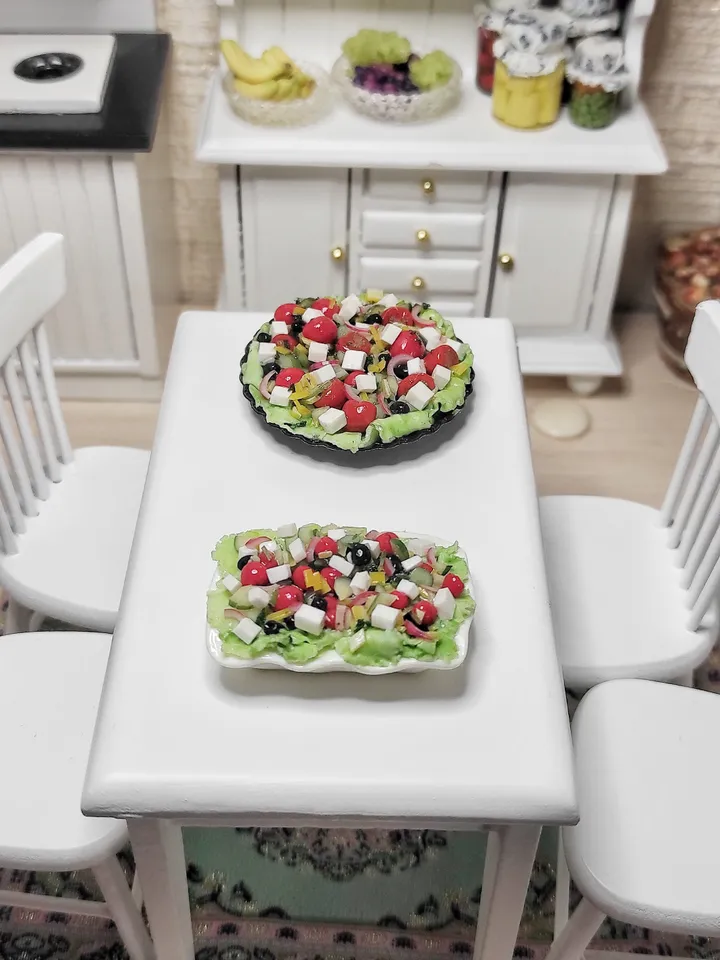 Realistic greek salad - realistic salad - doll food - 1 6 scale - mini food - dollhouse miniatures - food for dolls
