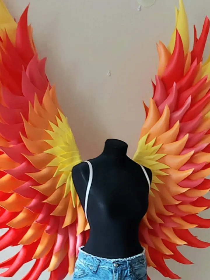 Phoenix costume wings, Red yellow orange wings, fiery wings, wings of fire, fire bird costume wings, angel wings costume