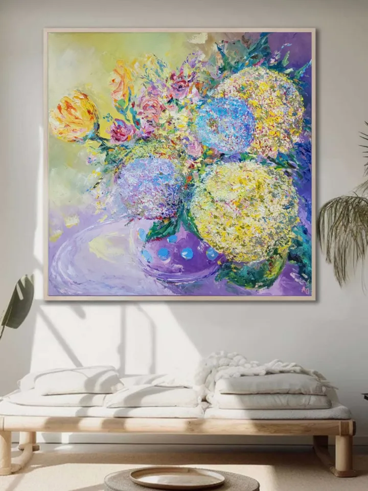 "Waltz of the Hydrangeas". Oil. Canvas on a stretcher. 80x80cm (32x32inch)
