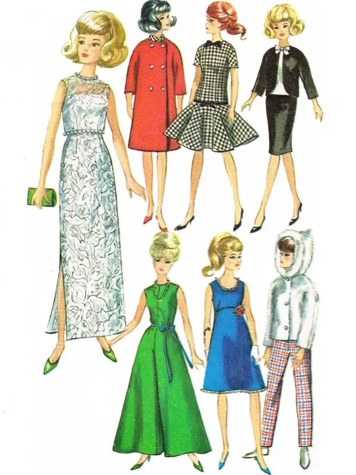 Copy Simplicity 6208 Vintage Barbie Sewing Pattern Wardrobe Clothes for Dolls 11-1/2" Digital Download PDF