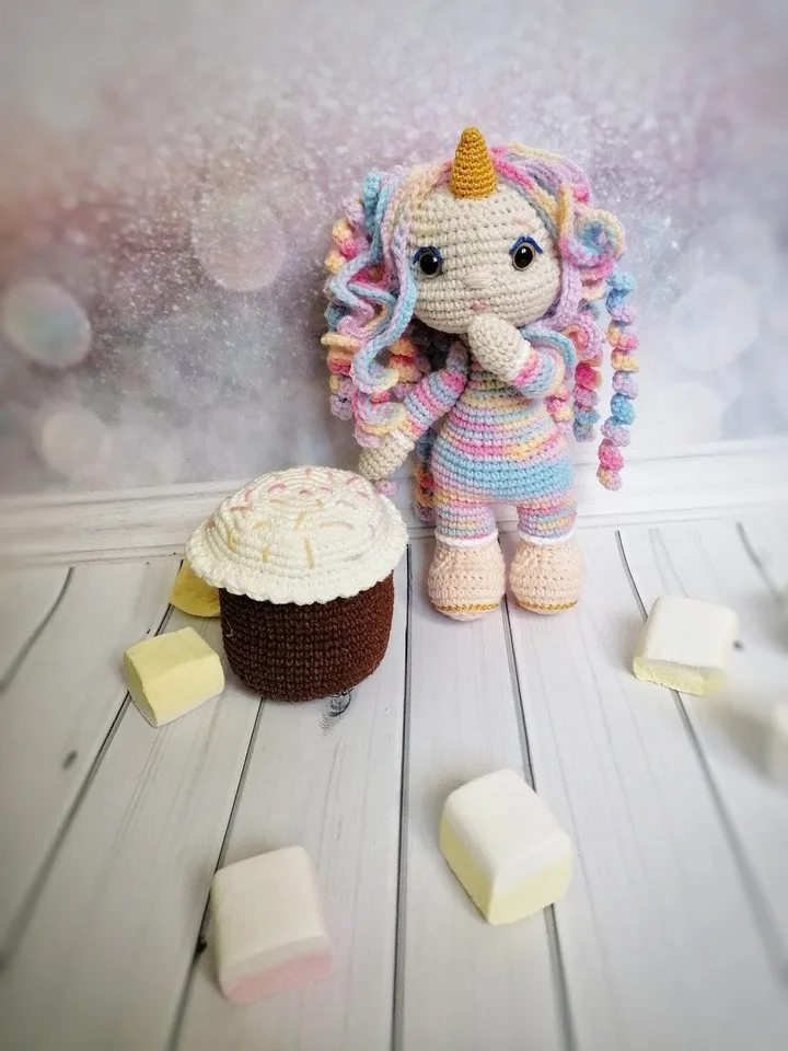 PDF Unicorn Doll crochet pattern, Crochet doll pattern, amigurumi small doll, Amigurumi unicorn, Cute doll amigurumi pattern