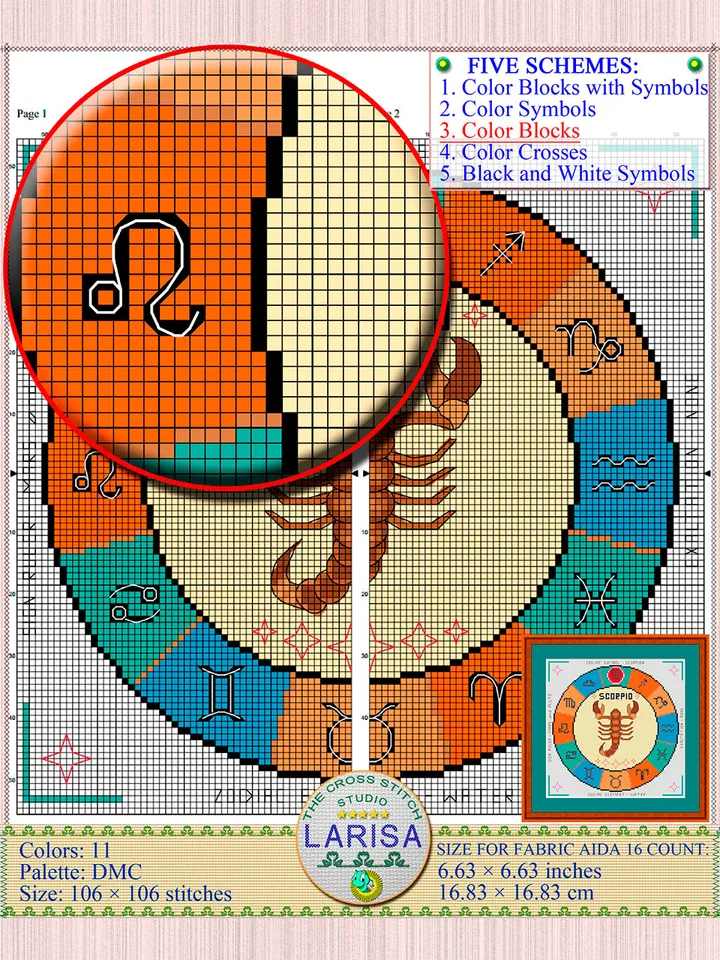 Scorpio Cross Stitch Pattern | Scorpio Zodiac Sign