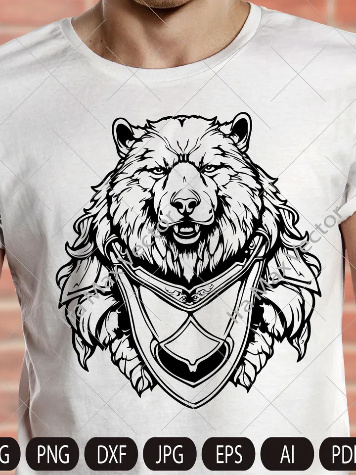 BEAR HEAD SVG, Bear svg,Bear in armor, Bear heraldic, Bear Clipart, Bear Face Svg, Bear, Grizzly Bear Vector Illustration, Instant Download