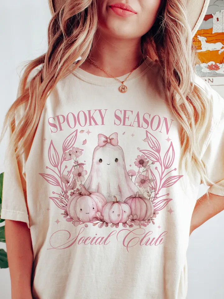 Halloween Cute Ghost png, Social Club png, Spooky Coquette Bow Halloween png, Halloween png, ghost png, Spooky Season png, Coquette png