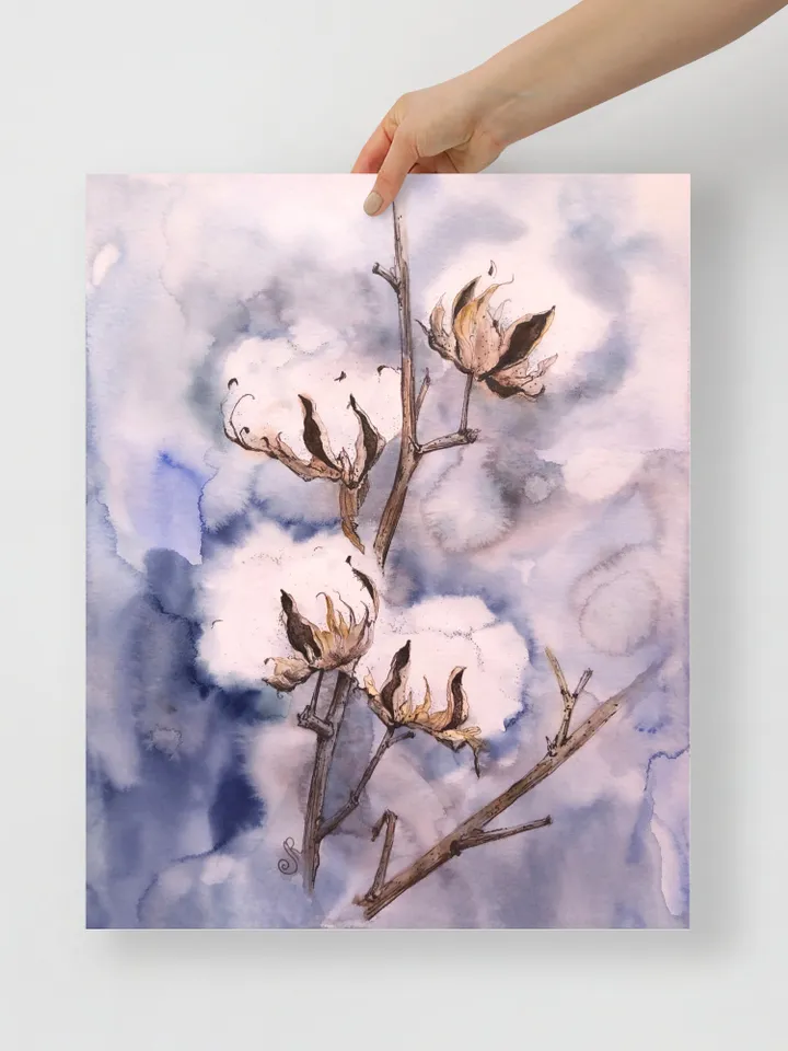 Cotton Watercolor Painting Set of 2 Flowers Original Painting Floral Art