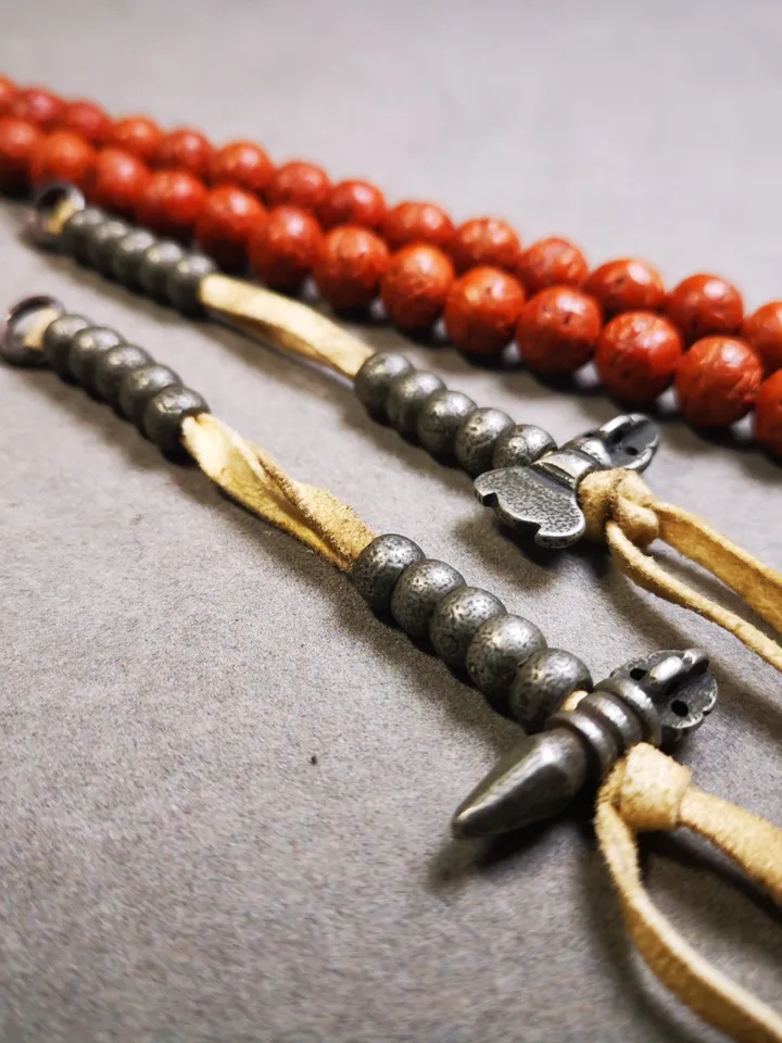 Gandhanra Handmade 9mm Tibetan Buddhist Prayer Bead Counters for 10-20mm Mala,with Kila and Kartika Pendant,Made of Cold Iron