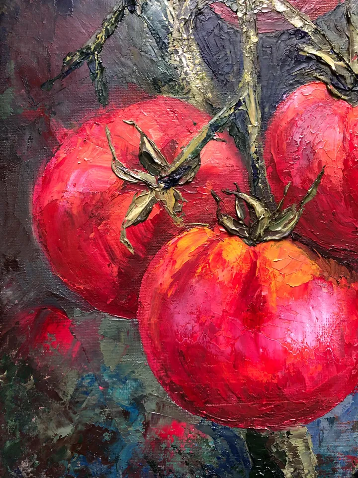 Original Still Life Painting Tomatoes Oil Painting Kitchen Still life