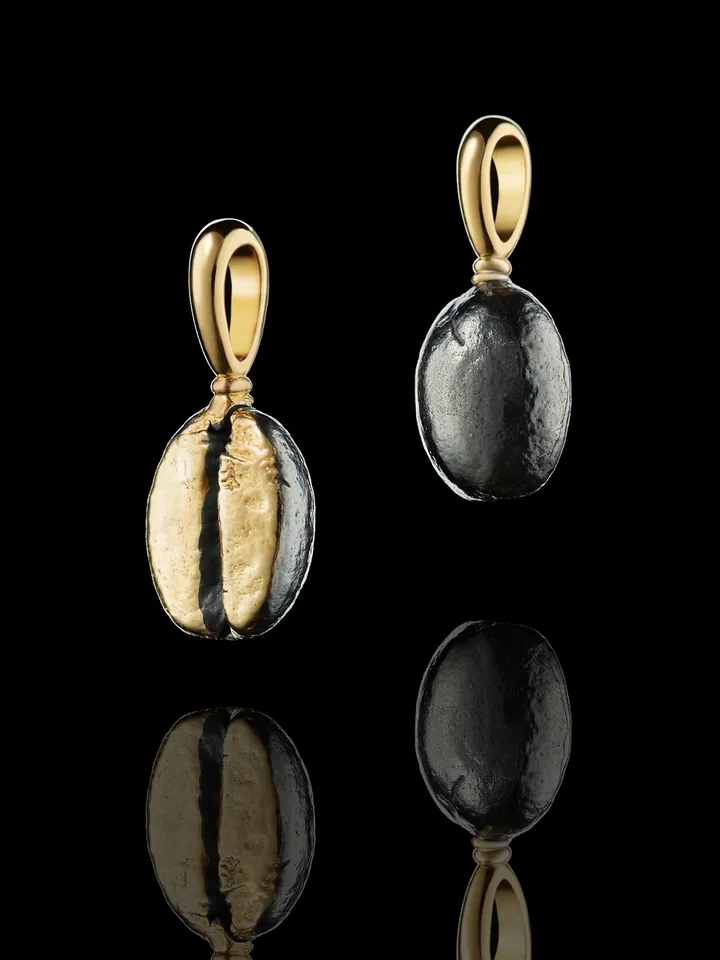 Coffee bean charms antique silver tone gilt 999
