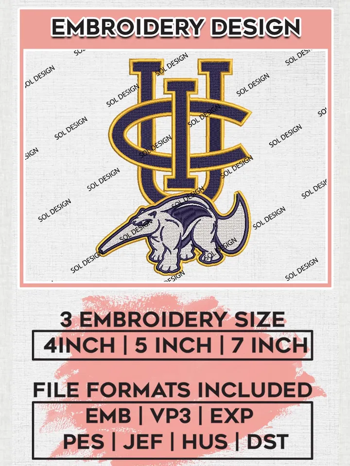 NCAA UC Irvine Anteaters Team Mascot Logo Machine Embroidery Design, NCAA UC Irvine Anteaters Team Design Design files, NCAA Team Embroidery Designs, NCAA Machine Embroidery Designs, Digital Download
