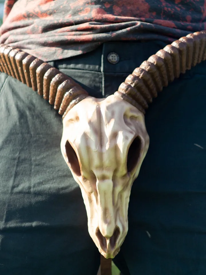 Ram Skull Belt with Horns, Leather Belt, Fantasy Armor, Cosplay Armor, Celtic Leather Armor, Viking Armor, Larp Armor