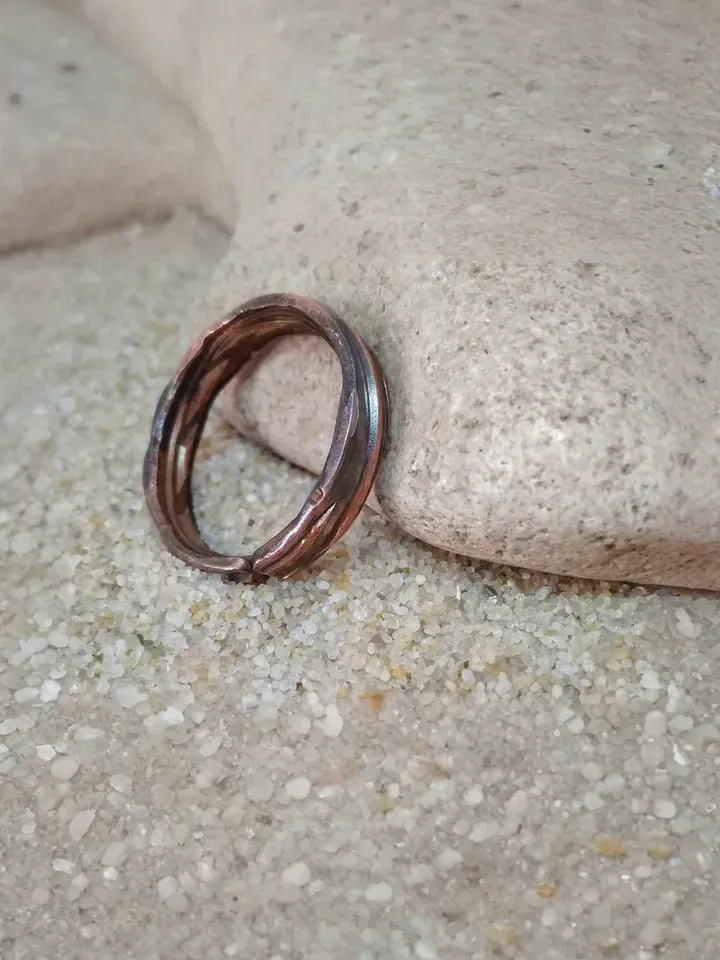 Rustic Copper Ring Textured Copper Band Ring for Men 7th Anniversary Gift Alternative Engagement Ring