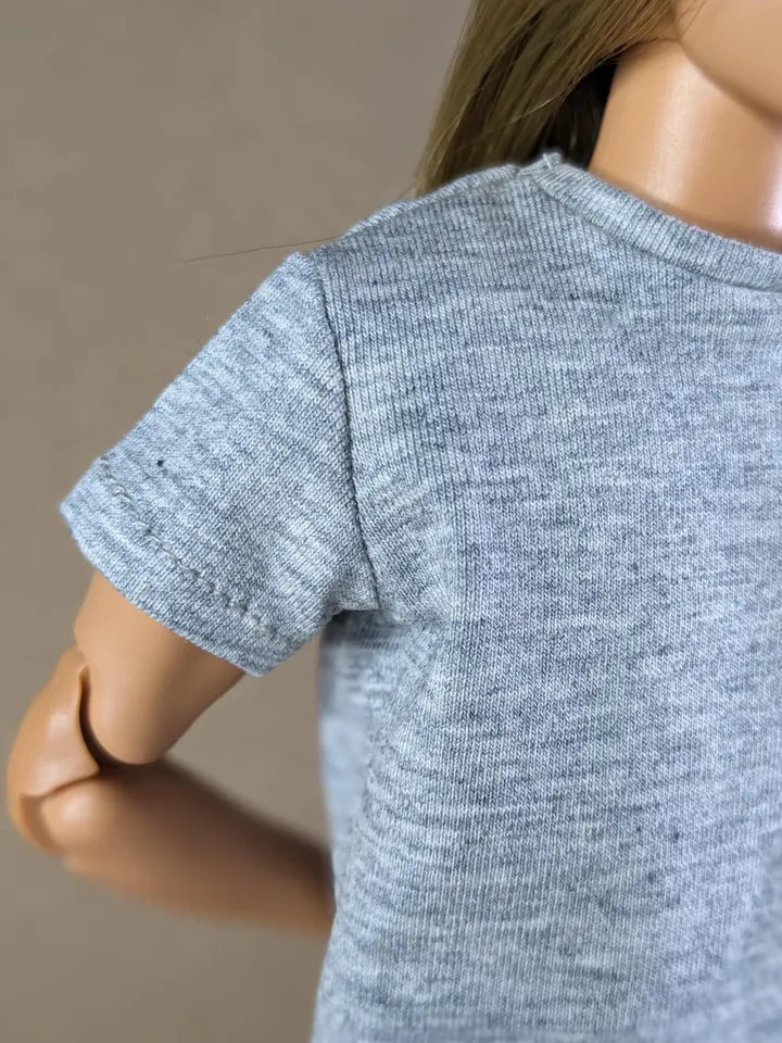 Light gray T-shirt for 12-inch fashion male dolls