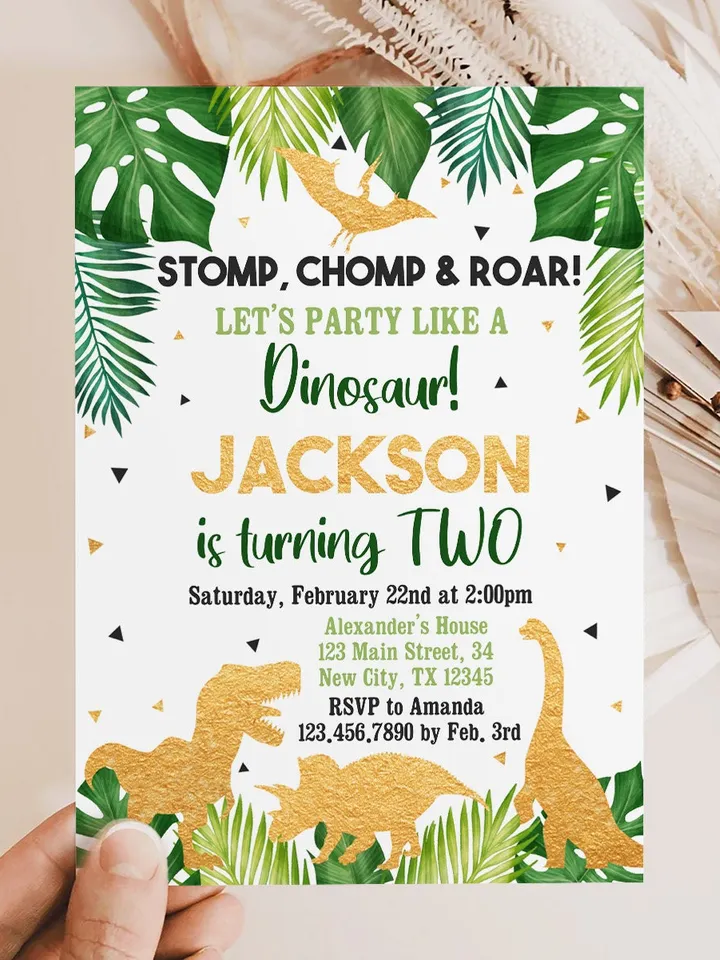 Dinosaur Birthday Invitation EDITABLE, Two Wild Birthday Invite, 2nd Dinosaur Party Invite Printable, Roar Invitation Instant Download