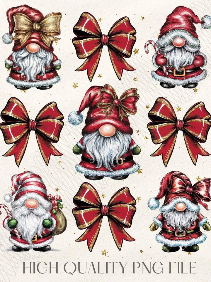 Coquette Bow png, Christmas Gnome png,Christmas designs,Christmas sublimation, Merry Bright,Trending png,Vintage Holly Jolly Holidays png