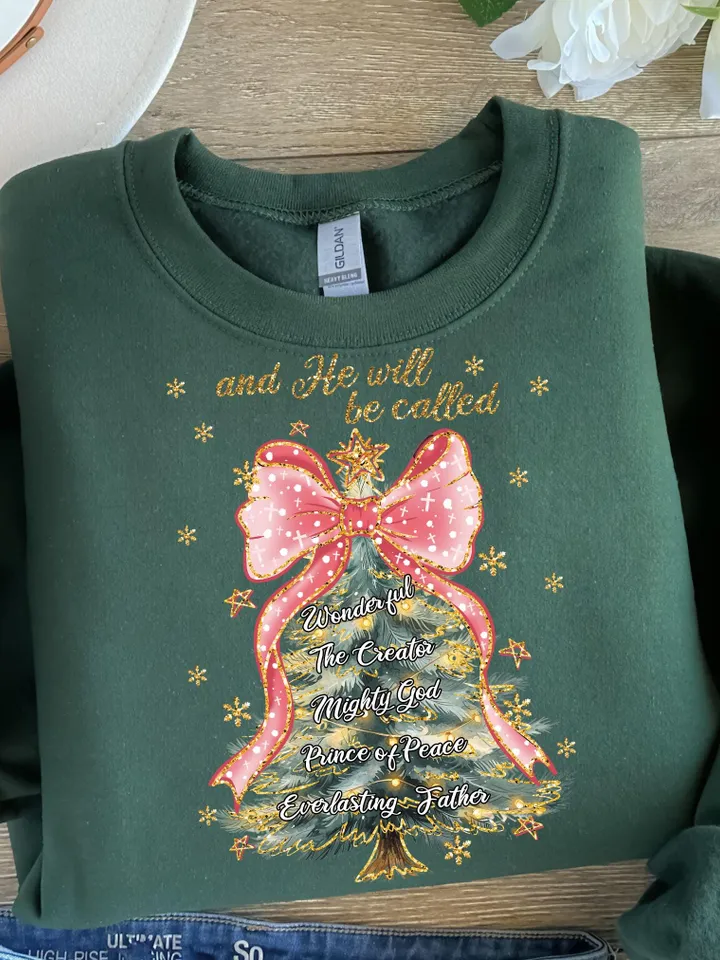 And He Will be Called, Oh Come Let Us Adore Him Png, Hand Drawn Christmas Tree Png, Christian Christmas, Jesus Cross Bow, Watercolor