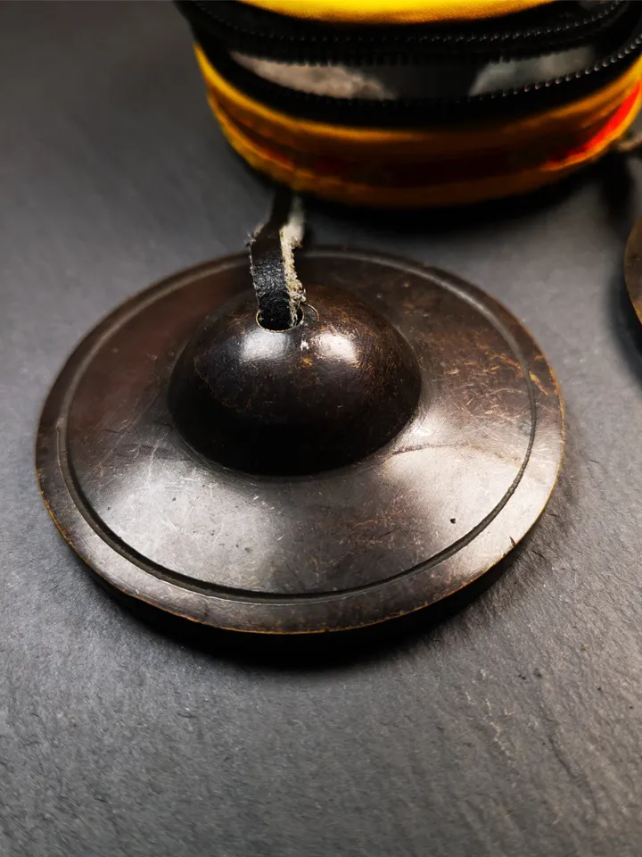 Gandhanra Customized Engrave Tibetan Cymbals,6.5cm Tingsha Bell,Buddhism Ritual Implement,Handmade in Nepal,Dark Color