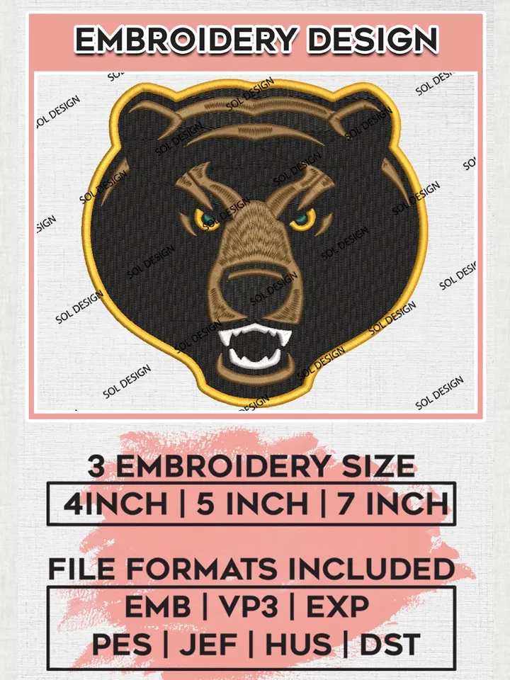 Baylor Bears College Team Mascot Logo Embroidery Design Files, NCAA Baylor Bears Machine Embroidery, NCAA Teams, 3 sizes, NCAA Machine embroidery designs, Digital Download