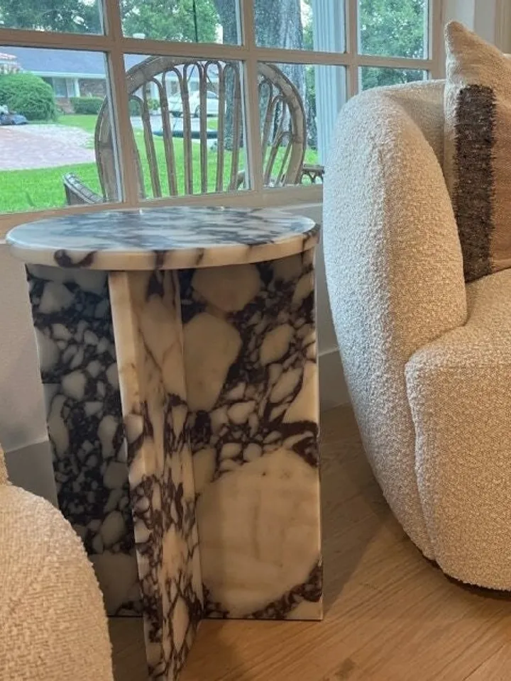 Calacatta Viola Marble side table, end table,nightstand italian marble 100% Handmade Product
