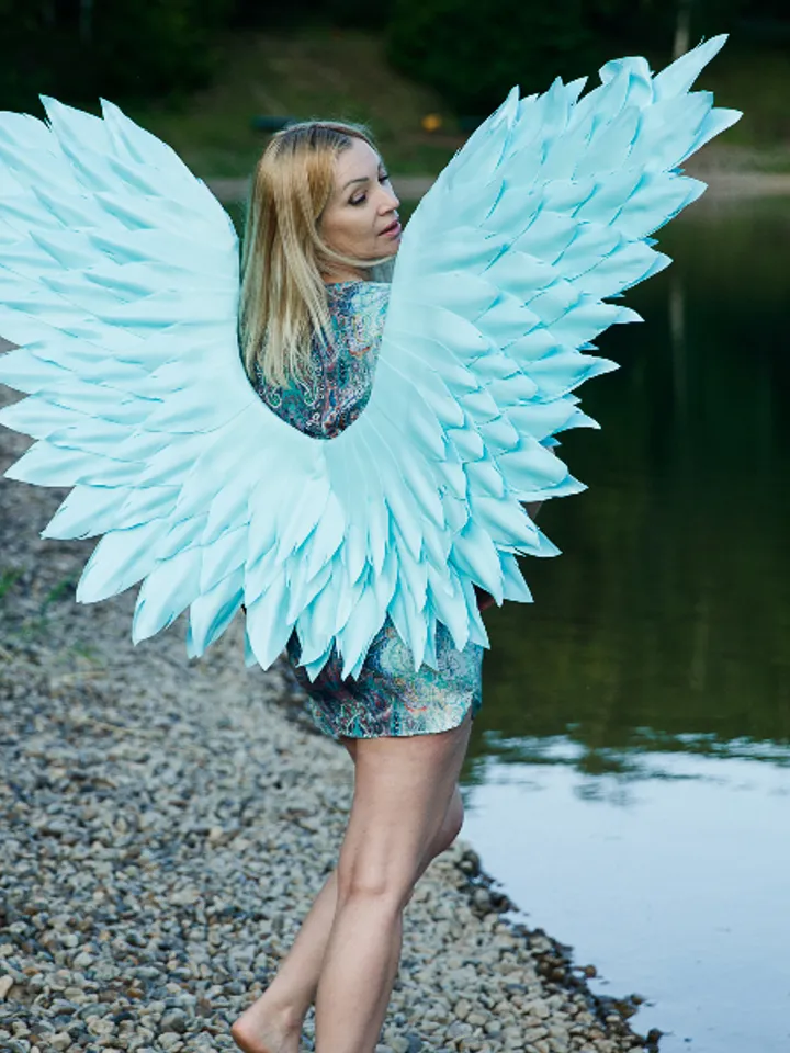 Big Angel Wings, Blue Wings Costume, Cosplay Wings, Show Wings, Christmas Angel, aquamarine wings dancing wings
