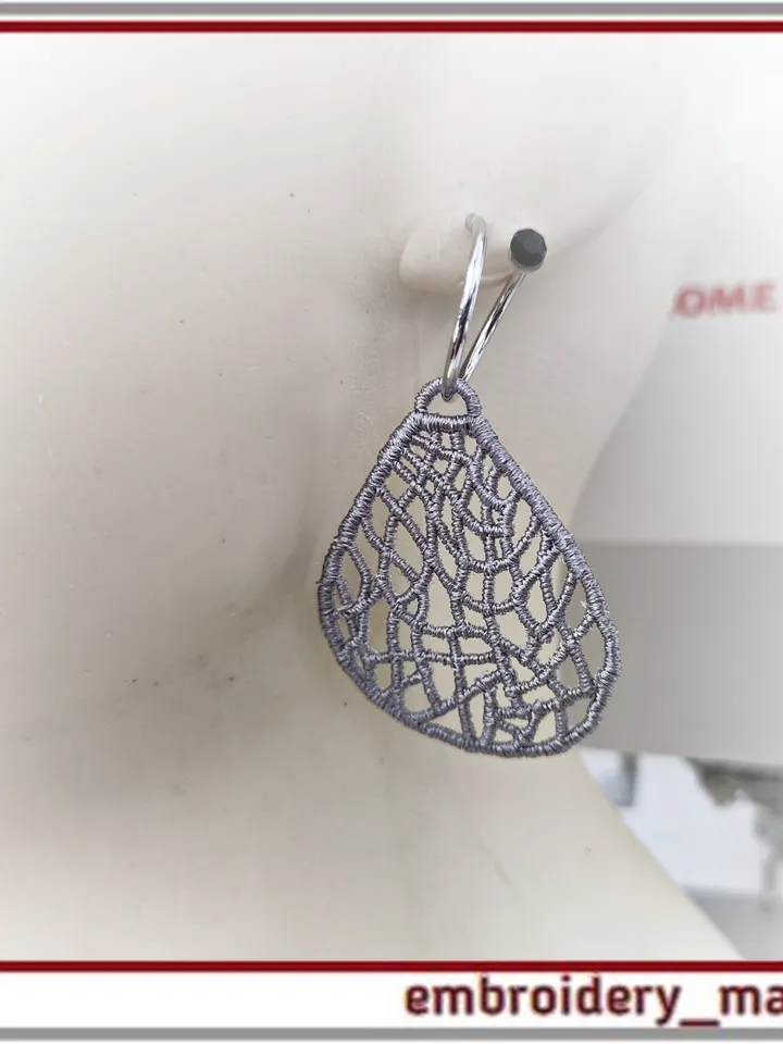 In The Hoop FSL earrings fancy shape Machine embroidery design