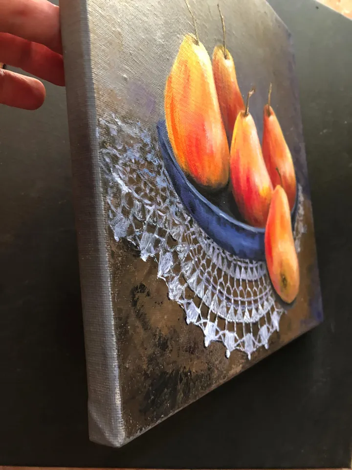 Fruits Original Painting Oil Kitchen Still life Pears Painting