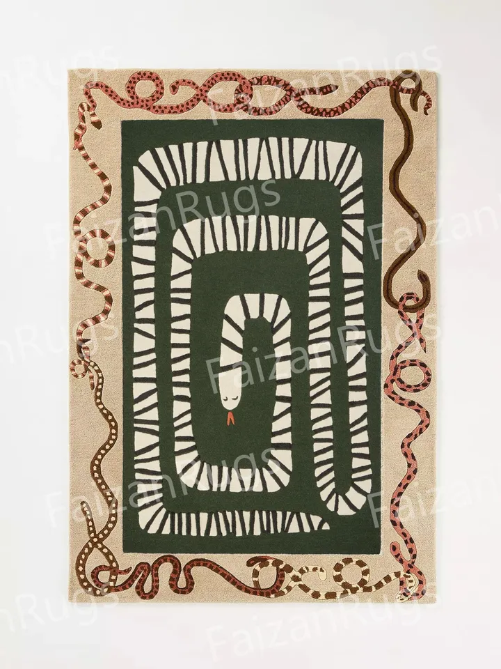 Orochimaru Hand Tufted Area Rug Beautiful Handmade Rug 100% Woolen Rug White Large Area Rugs Living Dining Hall Bedroom 5x8 6x9 8x10 9x12