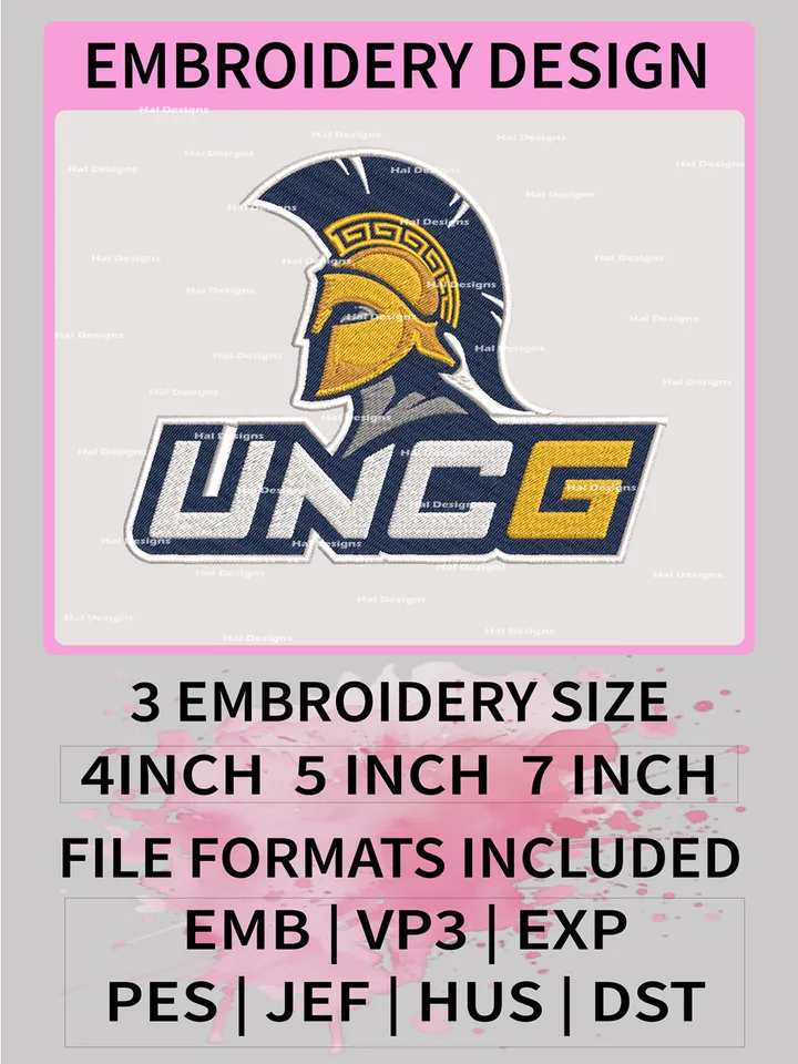 NCAA UNC Greensboro Spartans Embroidery File, 3 Sizes, 6 Formats, NCAA Machine Embroidery Design, NCAA Logo, NCAA Teams
