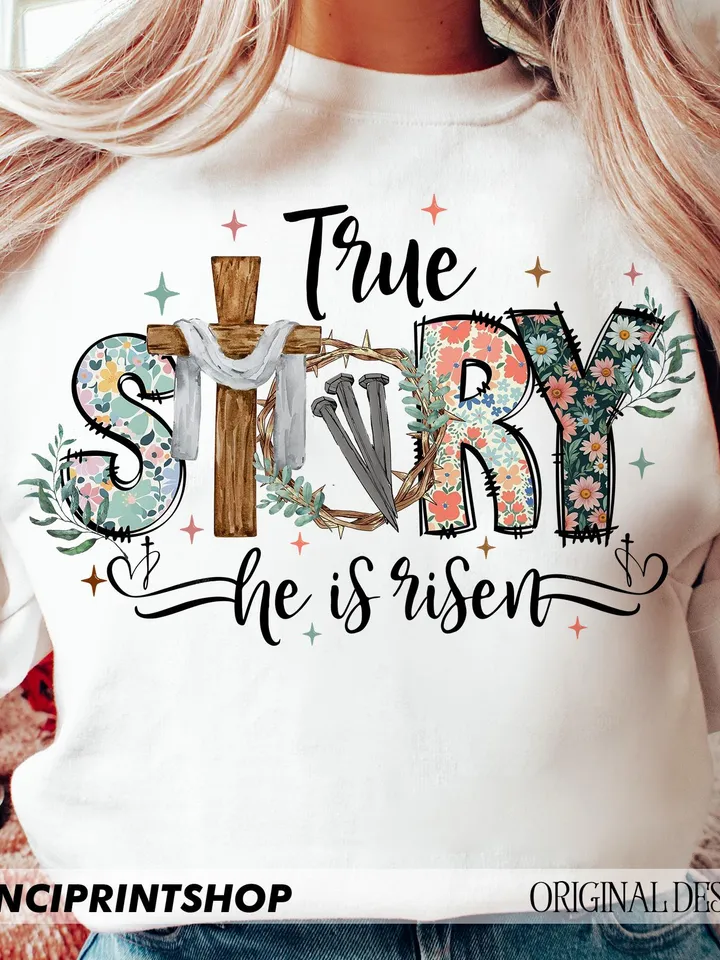 True story he is risen png, Easter Christian png, Retro Easter png, Bible Verse png, Easter png, Jesus Christian png, Religious png design