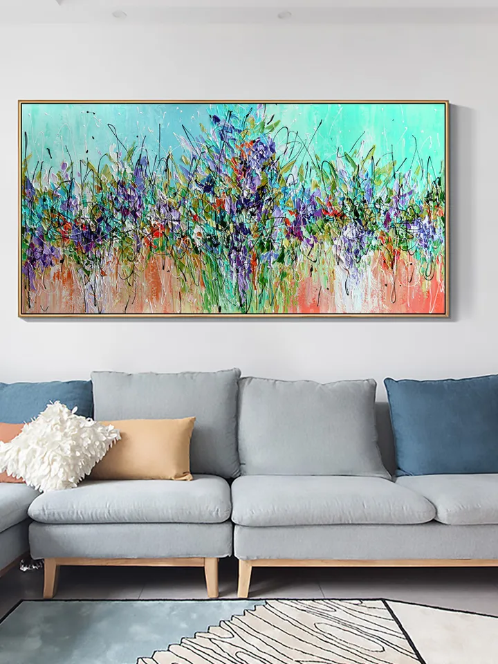 Original Oil Painting on Canvas, Large wall art, Boho Wall Décor, Green Abstract Art, Colorful painting,Home decor,Living room Bedroom Decor