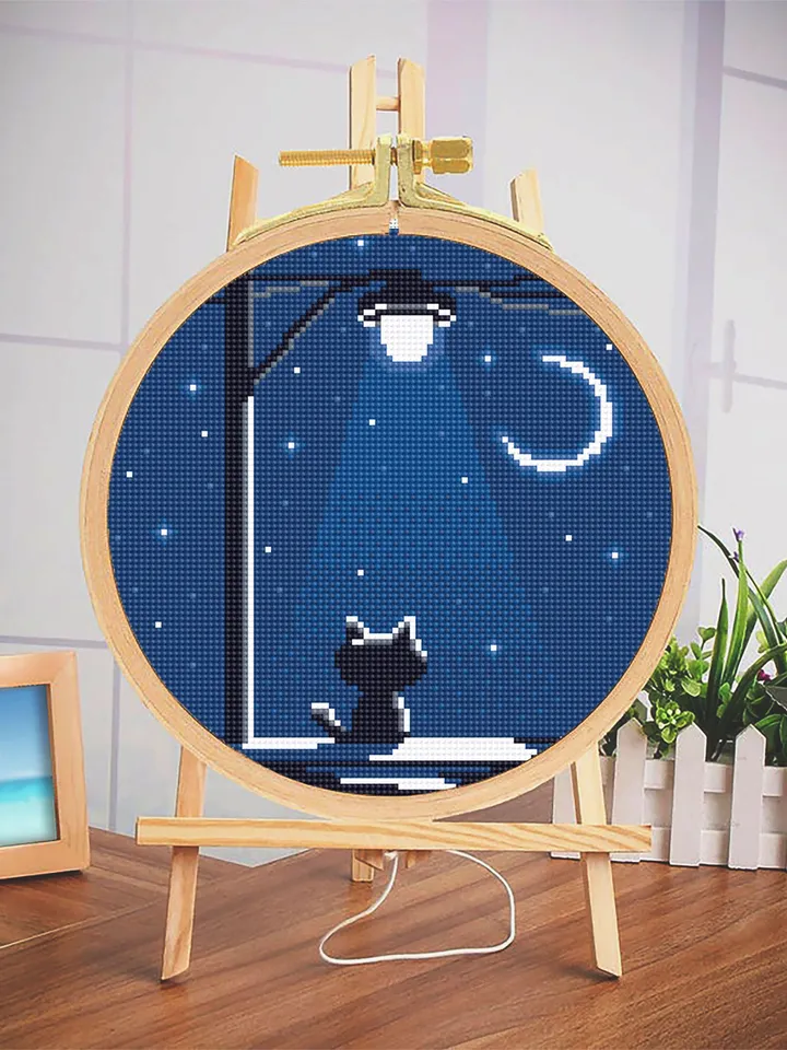 Black cat silhouette cross stitch pattern PDF download Cute kitten cross stitch chart, Funny cat pattern digital PDF, Cat lover gift #K44