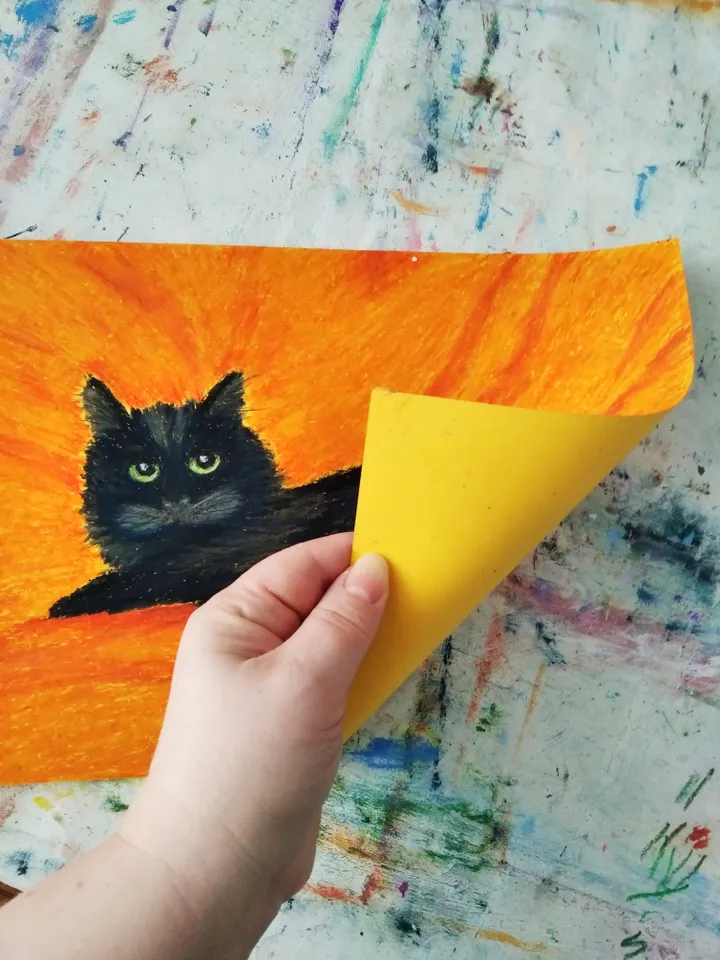 Cat Painting in pastel on paper